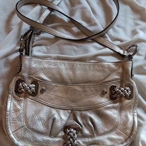 B Makowsky Metallic Gold Leather  Bag New